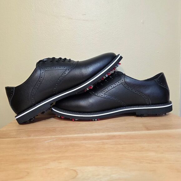 G/Fore Gallivanter G/Lock Onyx Black Leather Pebble Golf Shoes Men's Size 12.5 - Picture 4 of 8